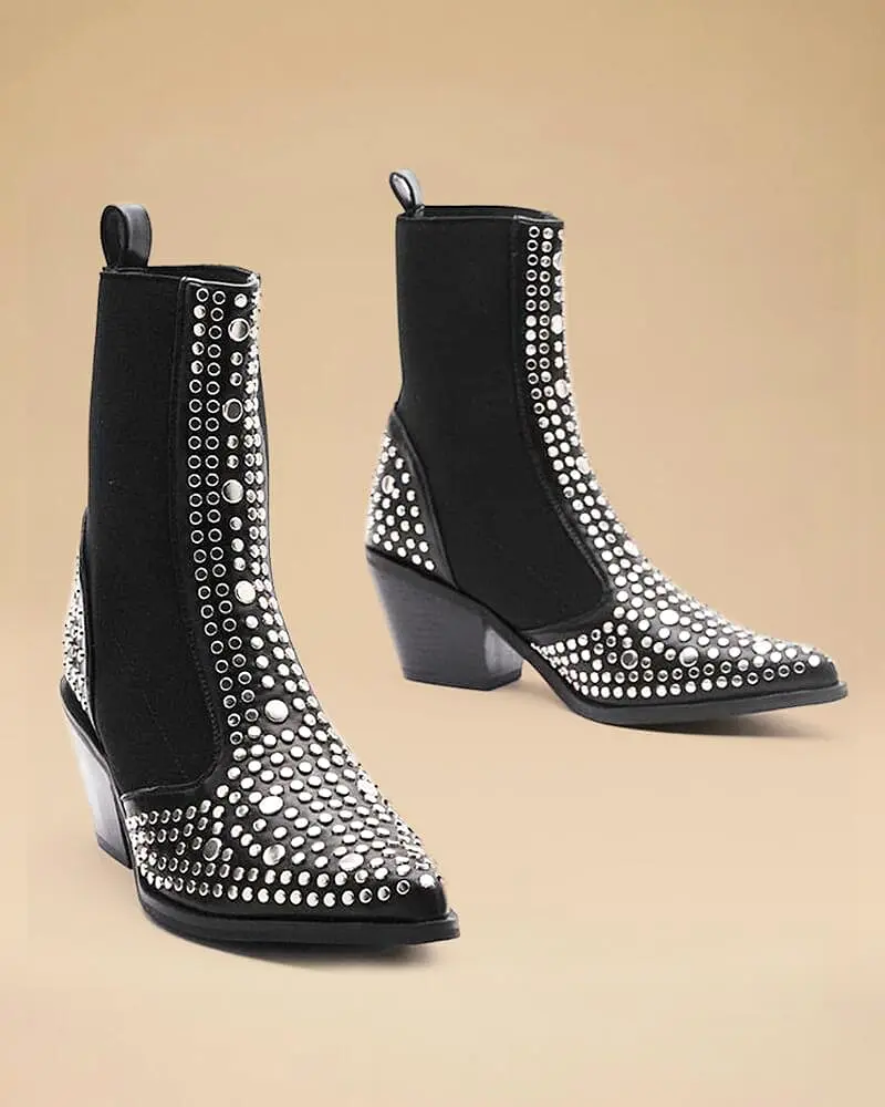 Studded Pointed Toe Boots