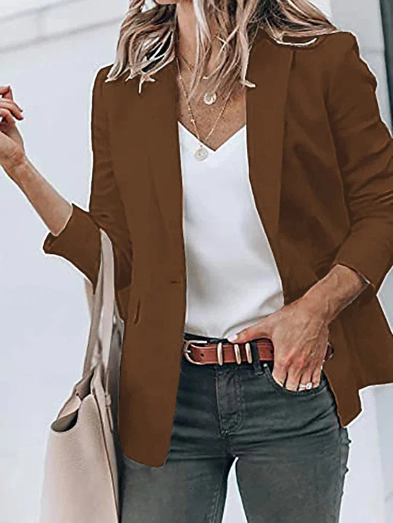 Stylish Women's Open Front Long Sleeve Blazer Coat for Work and Office