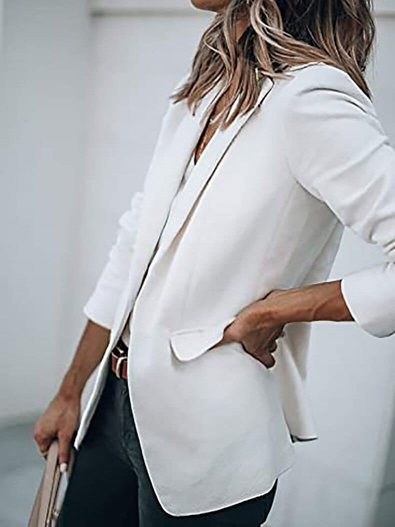 Stylish Women's Open Front Long Sleeve Blazer Coat for Work and Office