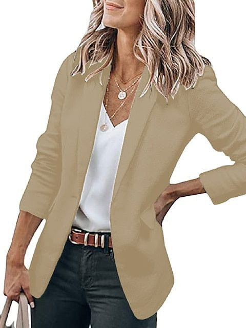 Stylish Women's Open Front Long Sleeve Blazer Coat for Work and Office