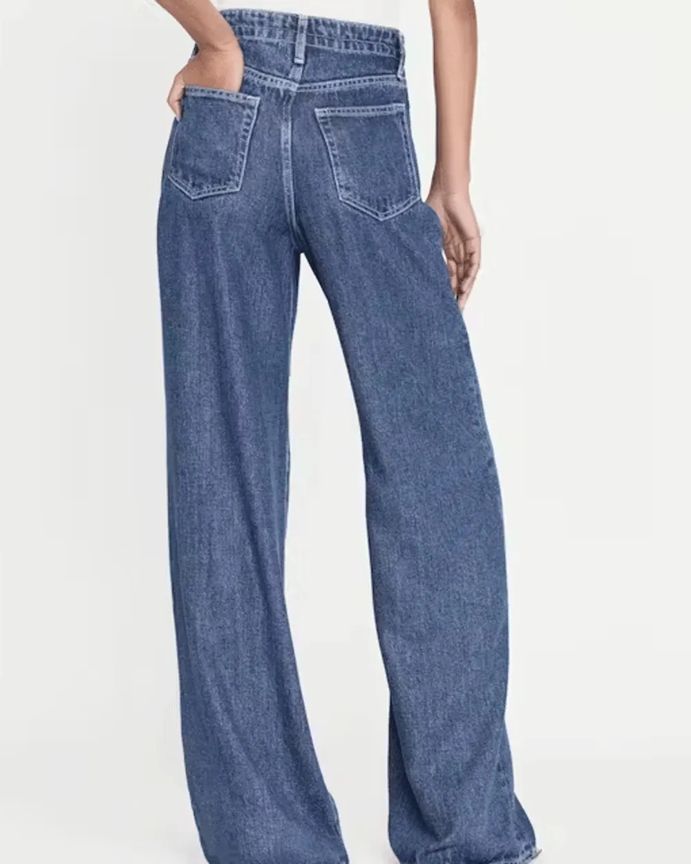 Super Drape Drawstring Wide Leg Jean in Ghost