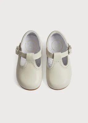 T-Bar Leather Baby Shoes in Ivory (20-24EU)