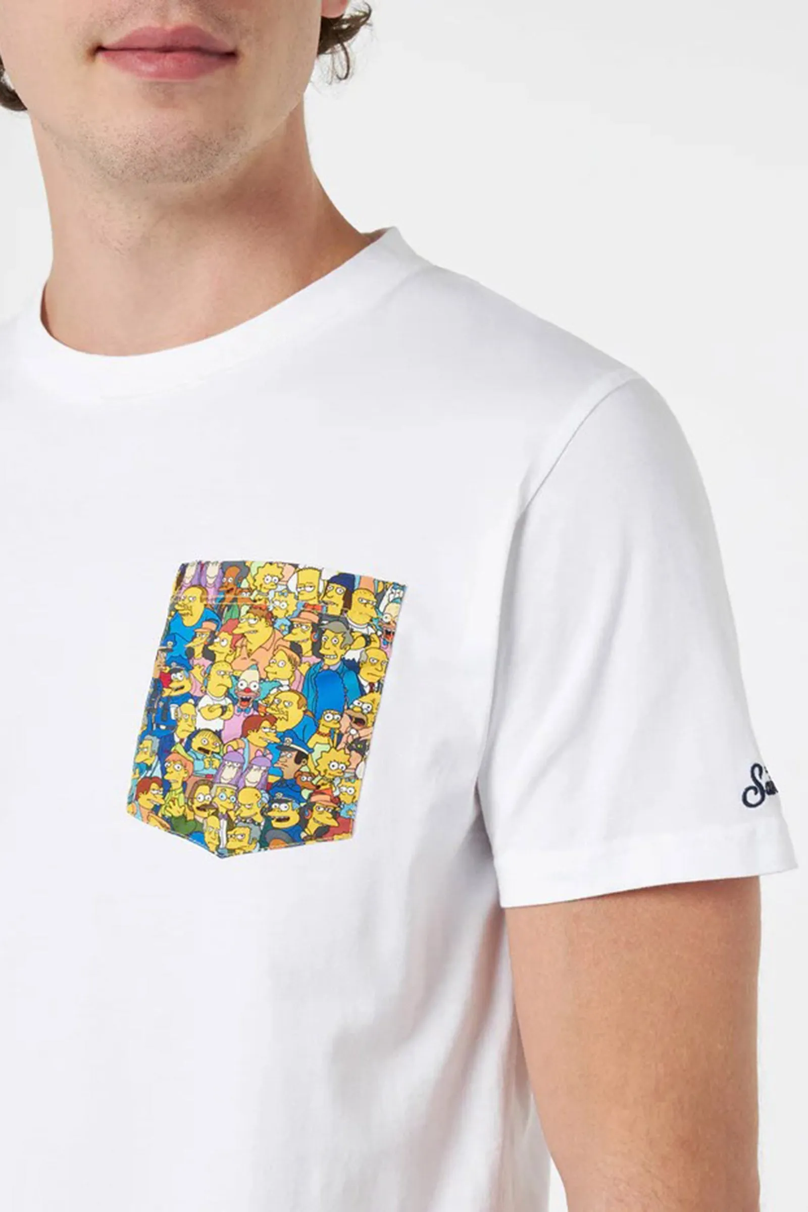 T-shirt Blanche uomo in cotone con taschino stampato Simpsons