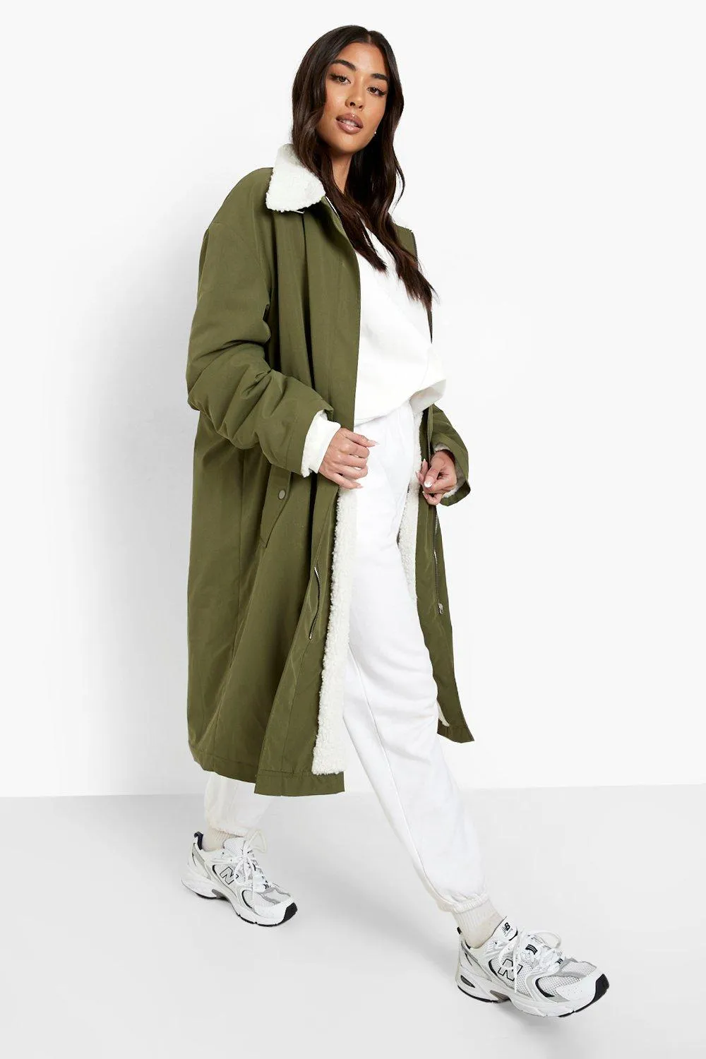 Teddy Trim Parka Coat