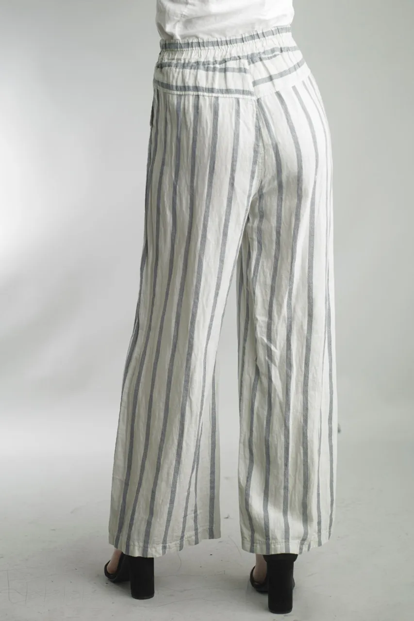 Tempo Paros White Stripe Linen Pants