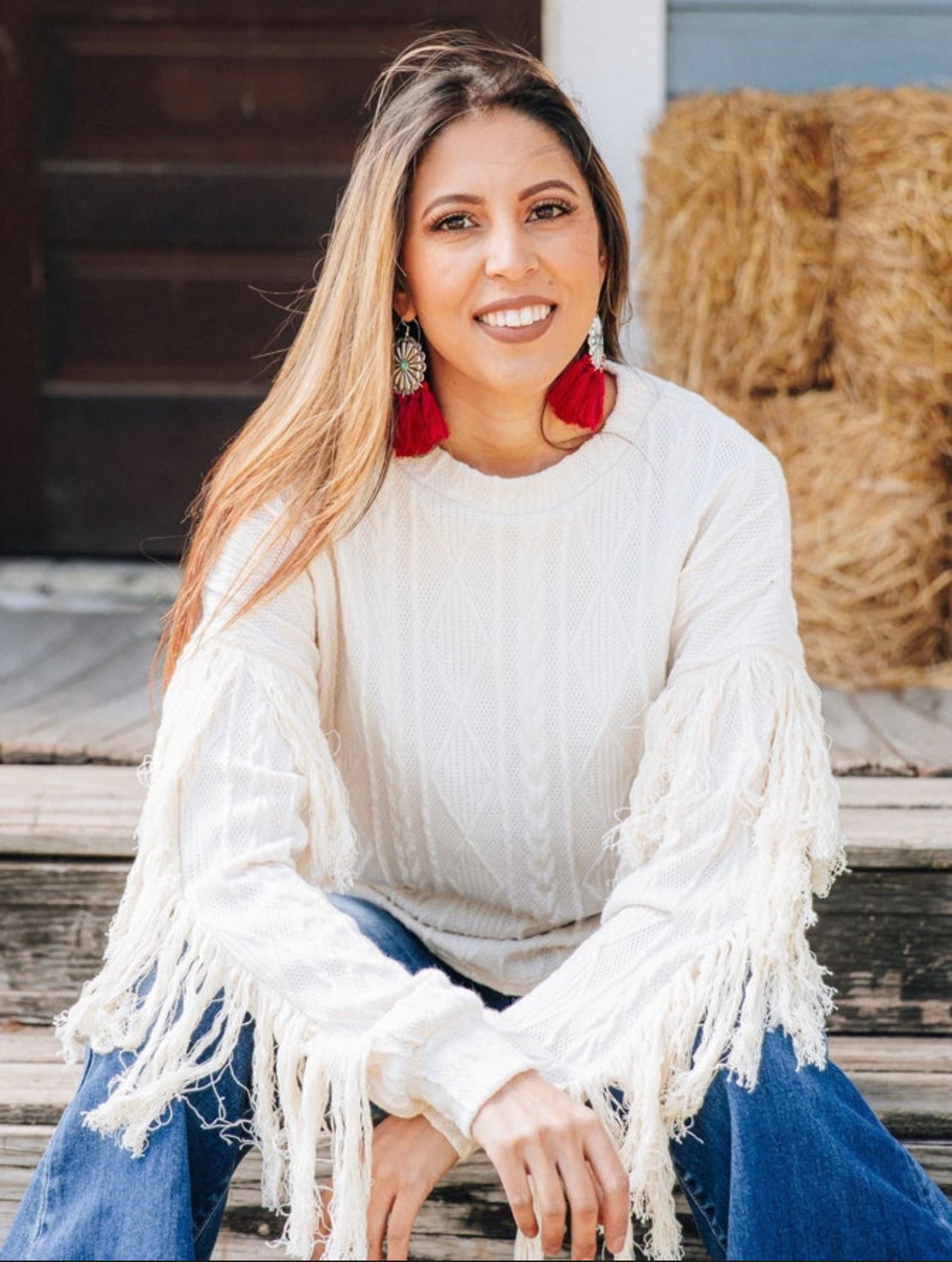 TOASTED MARSHMALLOW FRINGE SWEATER