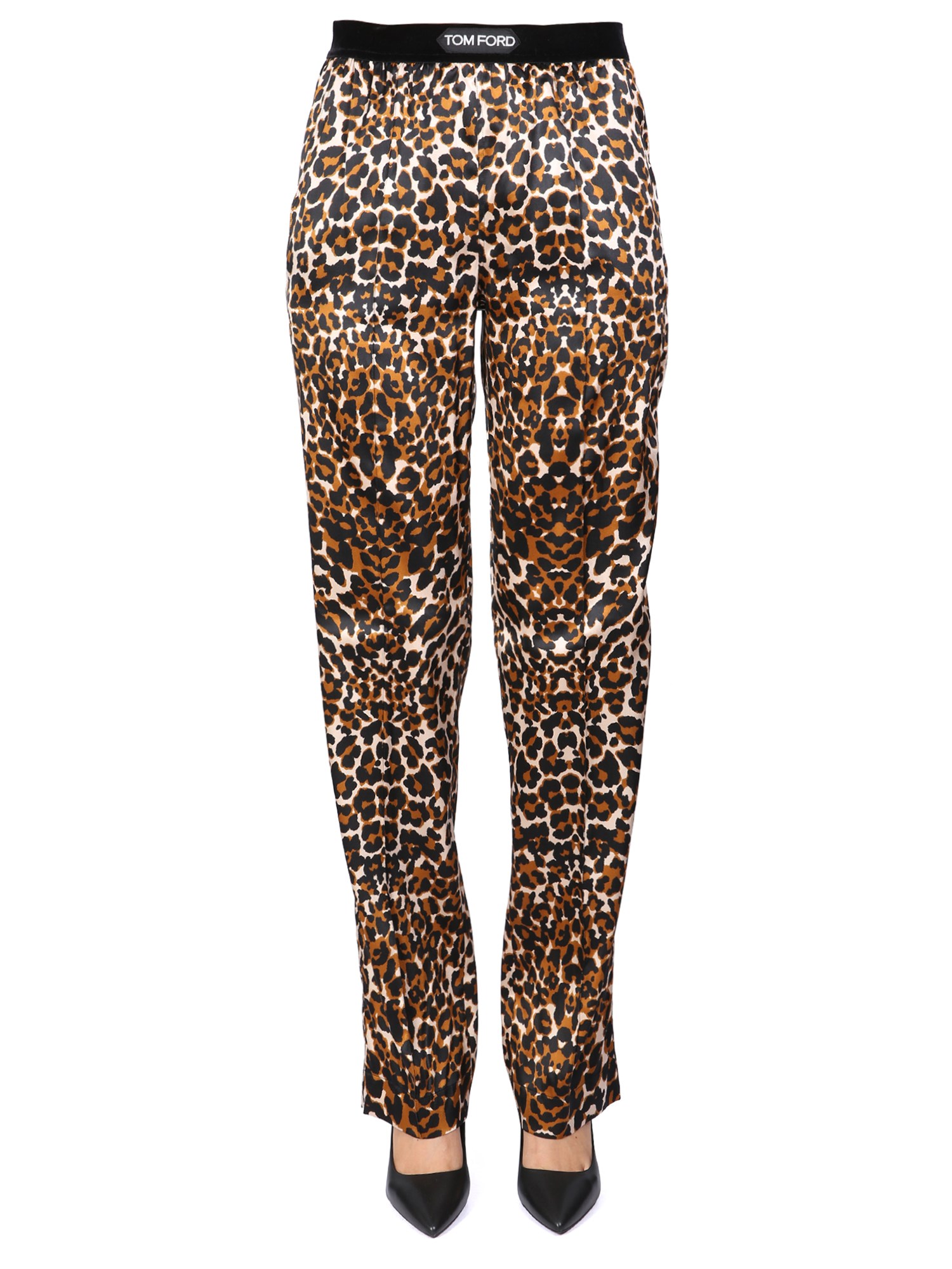 TOM FORD    SILK PANTS WITH ANIMAL PRINT