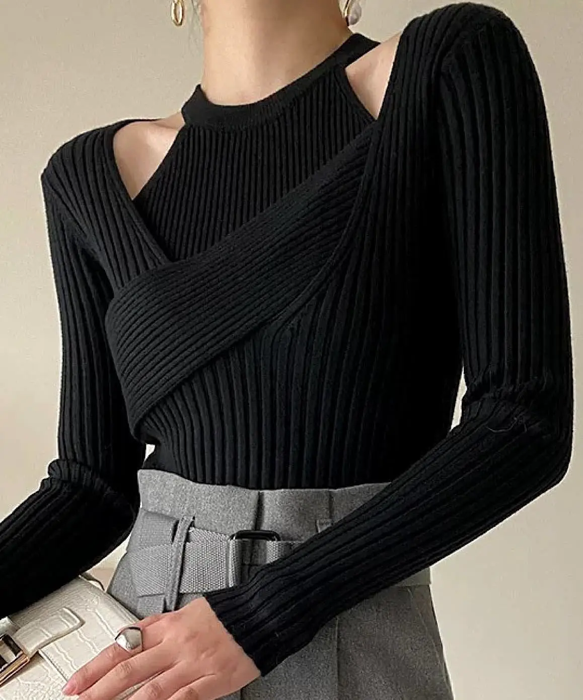 Two Piece Knit Sweater In Black