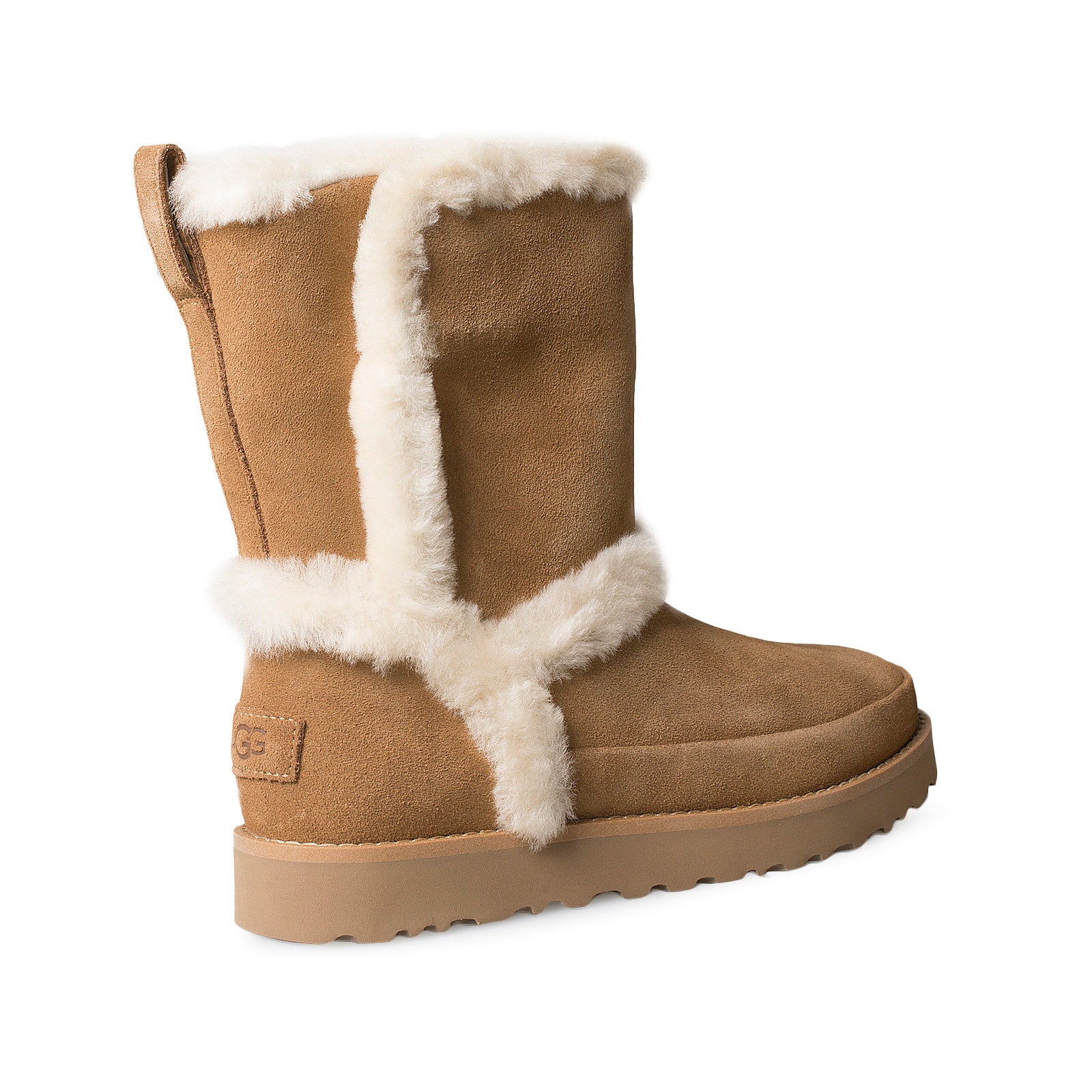 UGG Classic Short Fluff Spill Seam Chestnut Boots - Women's