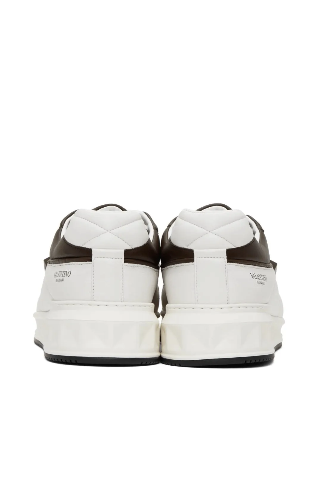 Valentino Garavani One Stud Low-Top Sneakers White Black Brown