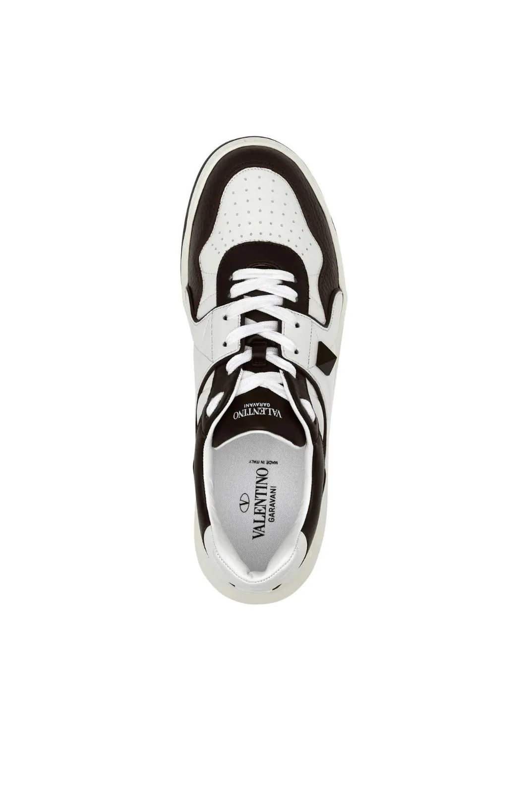 Valentino Garavani One Stud Low-Top Sneakers White Black Brown