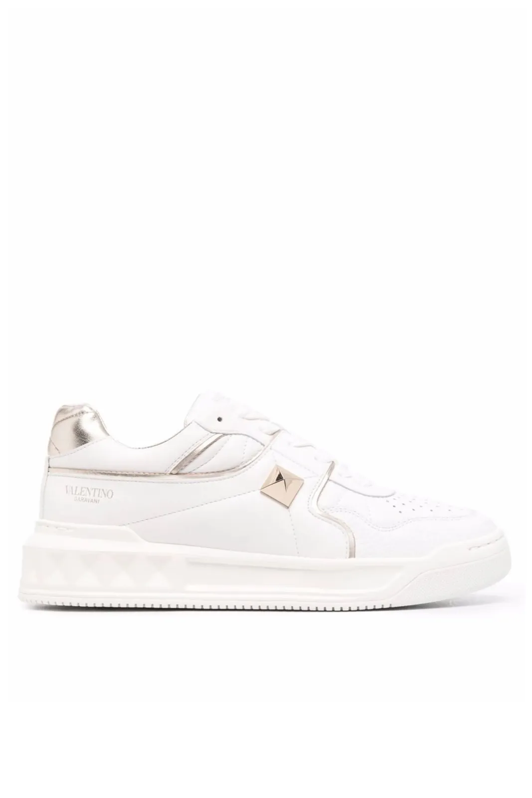 Valentino Garavani One Stud XL leather sneakers White gold