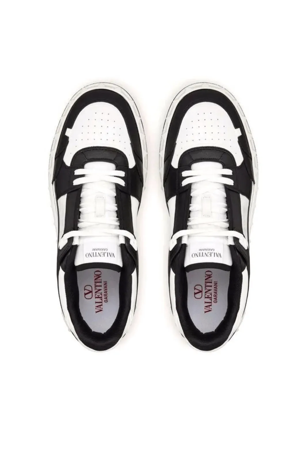 Valentino Garavani Two-tone leather Freedots sneakers Black White