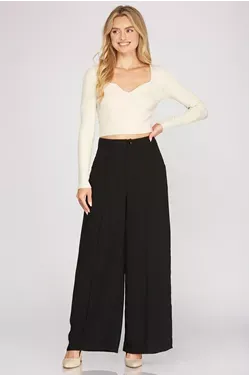 Wide Pants w/ Pintuck and Side Pockets