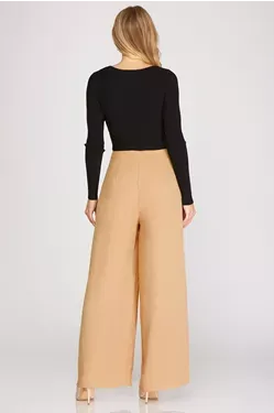 Wide Pants w/ Pintuck and Side Pockets