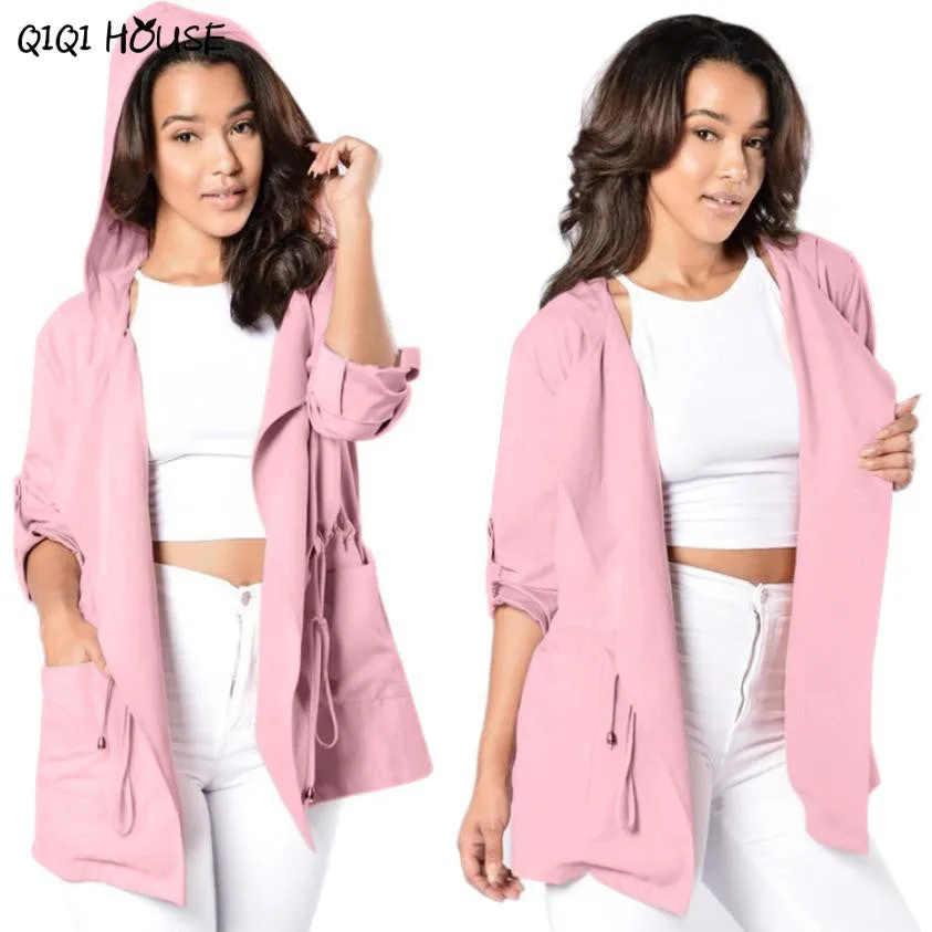 Windbreaker Women Pink Loose Hoodies Long Sleeve Coats Freah Color Autumn Blouse Coats Manteaux Femme#C905 SM6