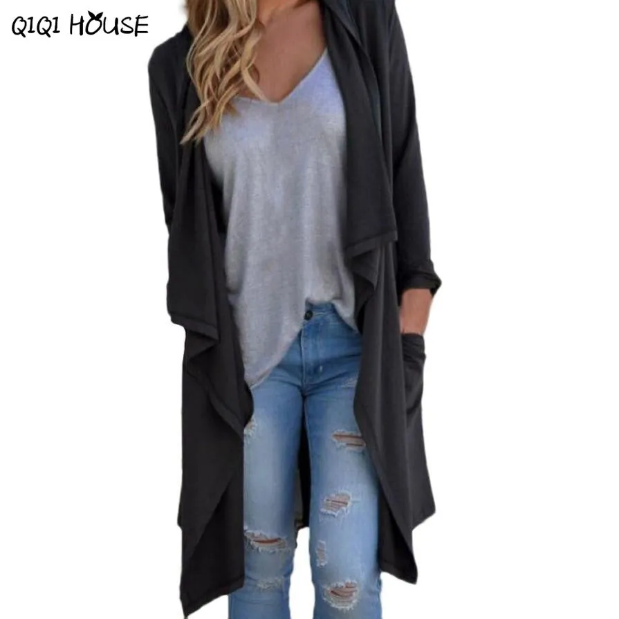 Women Jackets Irregular Gray Long Sleeve Loose Cardigan Solid Elegant Autumn Outwear Coats Manteaux Femme#C905 SM6