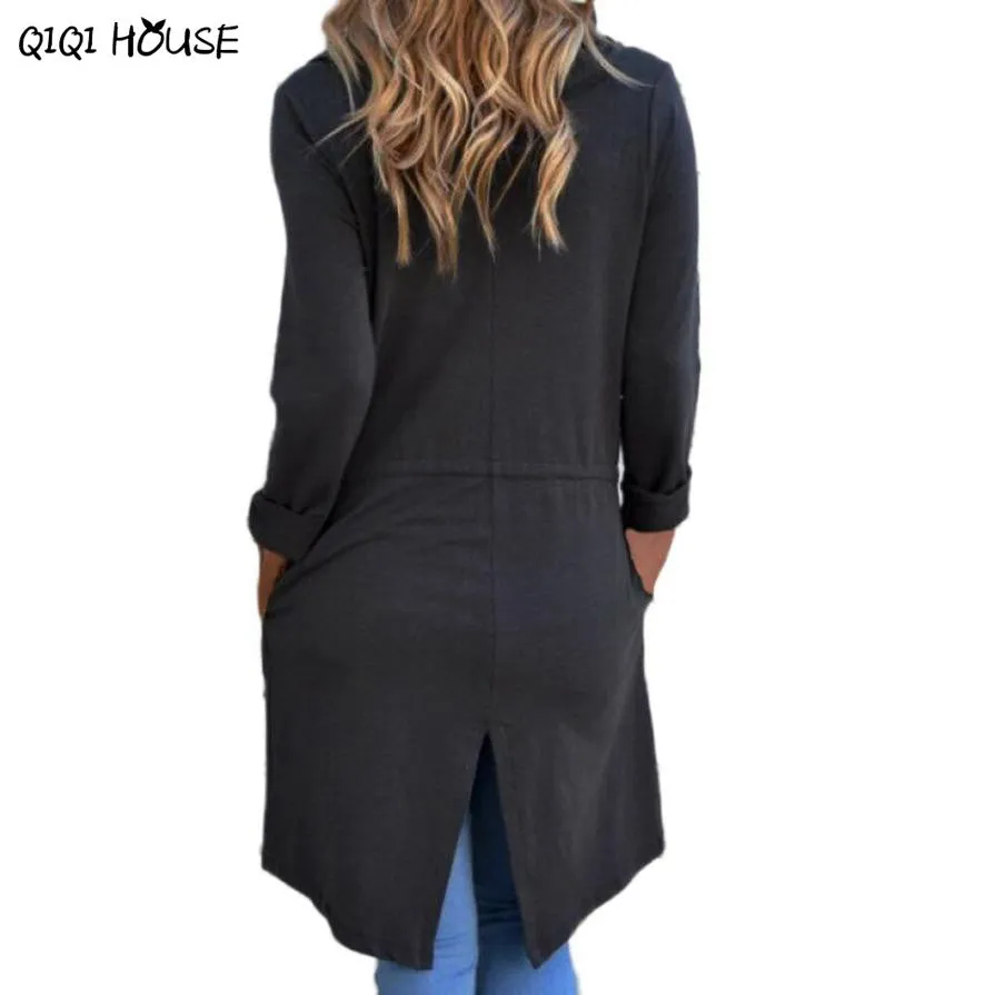 Women Jackets Irregular Gray Long Sleeve Loose Cardigan Solid Elegant Autumn Outwear Coats Manteaux Femme#C905 SM6