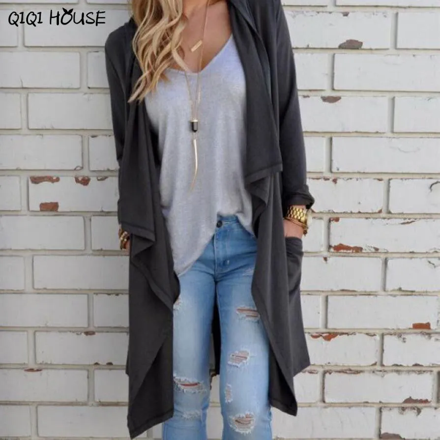 Women Jackets Irregular Gray Long Sleeve Loose Cardigan Solid Elegant Autumn Outwear Coats Manteaux Femme#C905 SM6