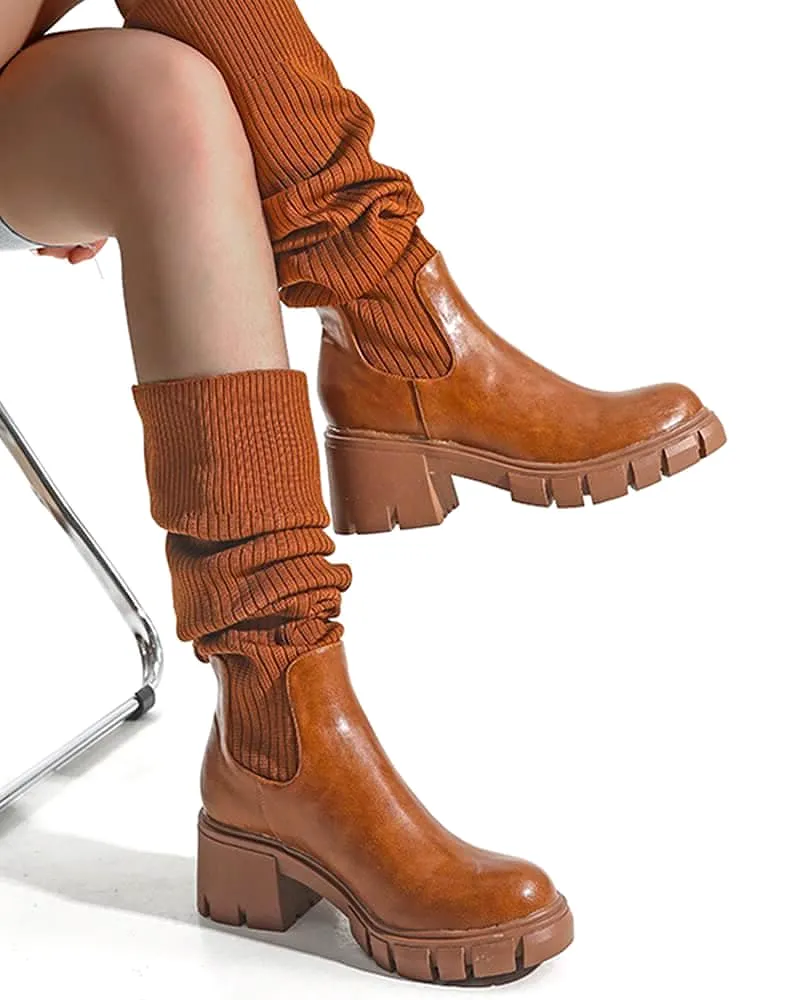 Women's Fashion Chunky Heeled Thick-soled Boots