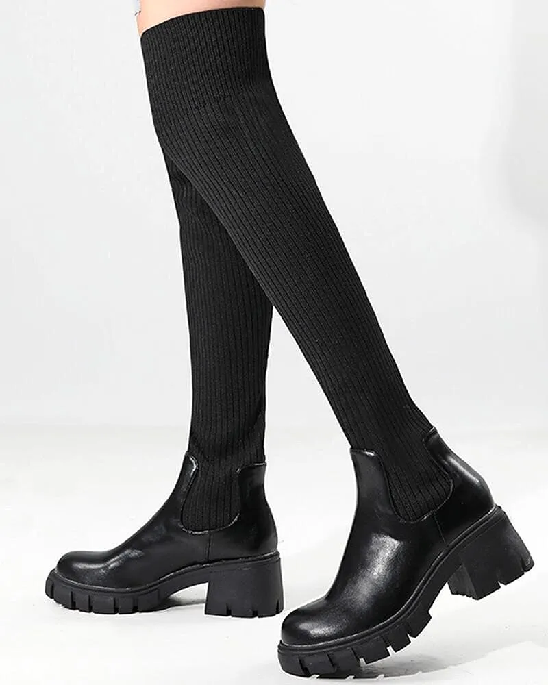 Women's Fashion Chunky Heeled Thick-soled Boots