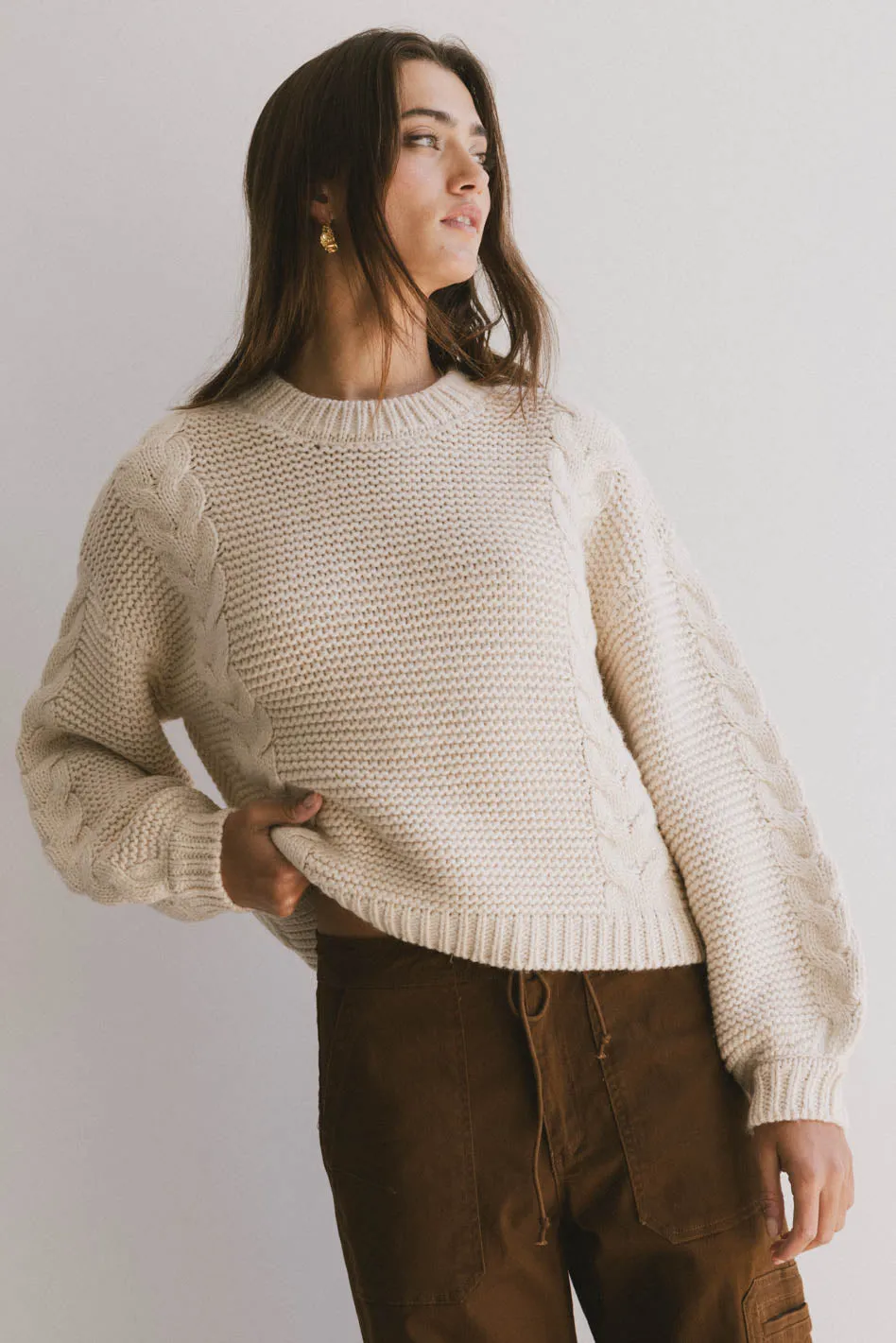 Zaidee Knit Sweater in Beige