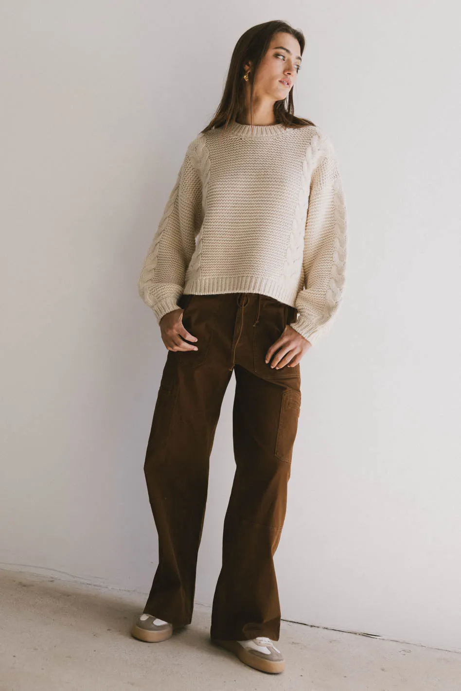 Zaidee Knit Sweater in Beige